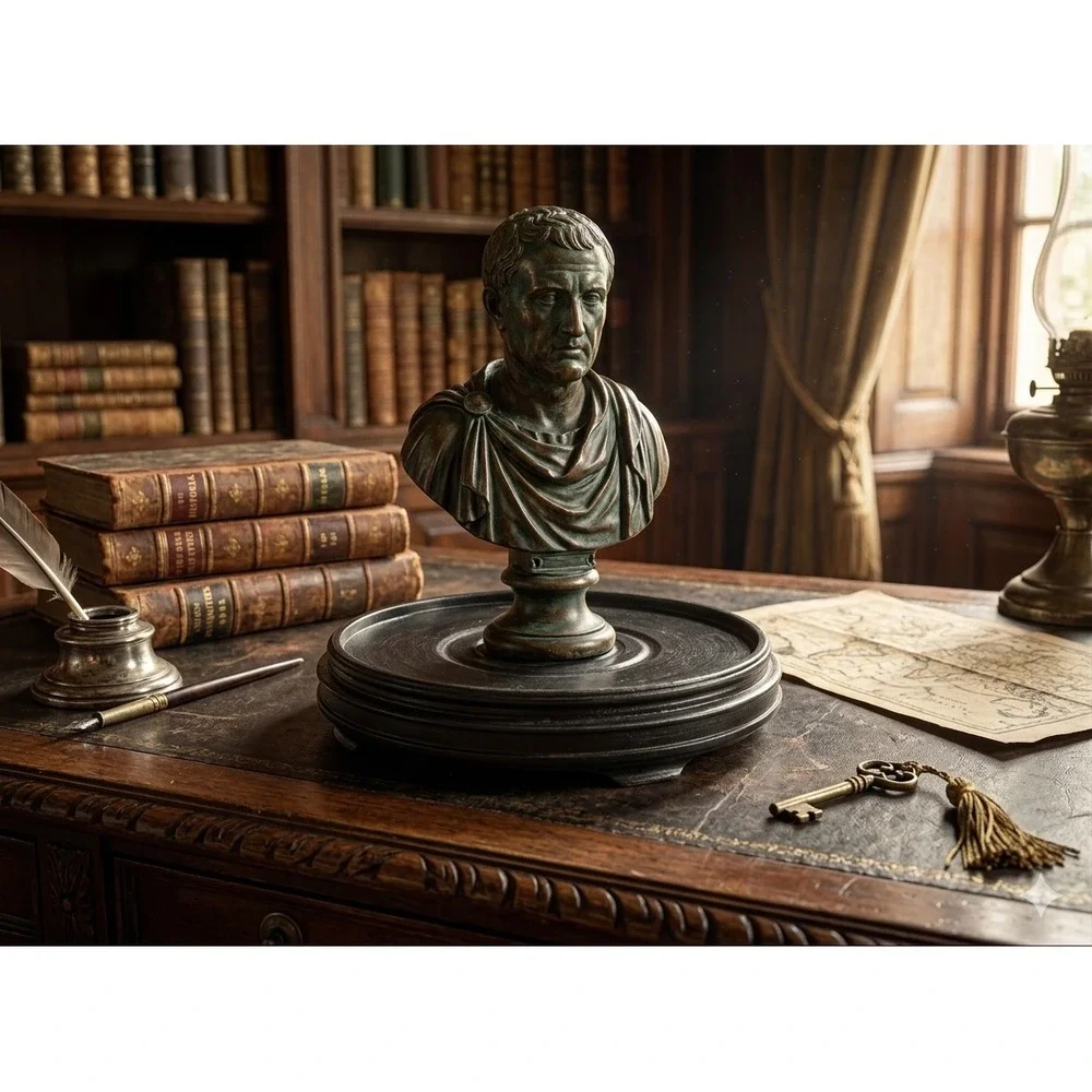 Set of 2 Round Wood Display Stands Dark Brown Risers for Vases and Statues